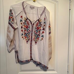 Johnny Was Multicolor Embroidered Blouse
